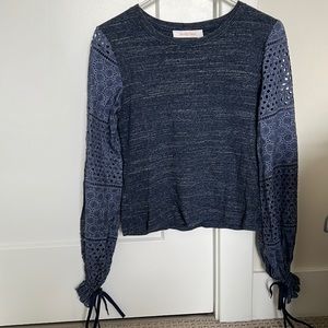 See By Chloe Navy Eyelet Top